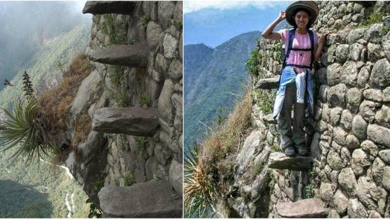 Man climbs 8,835ft mountain opposite on 600-year-old steps ‎